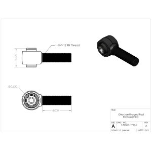 Forged rod end with Giiro to front lower control arm Clayton 1-1/4"-12