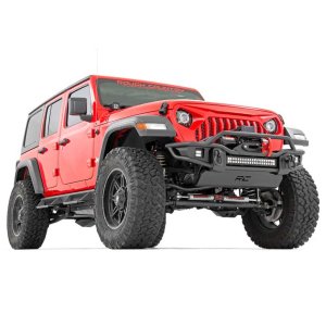Front tubular bumper with skid plate and LED lights Rough Country