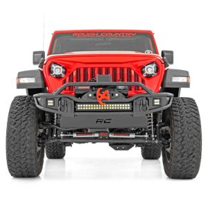 Front tubular bumper with skid plate and LED lights Rough Country
