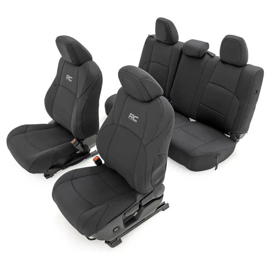 Seat cover set neoprene black Rough Country Double Cab