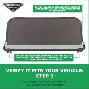 Replacement Windows MasterTop for 07-09 JK Black Diamond Vinyl
